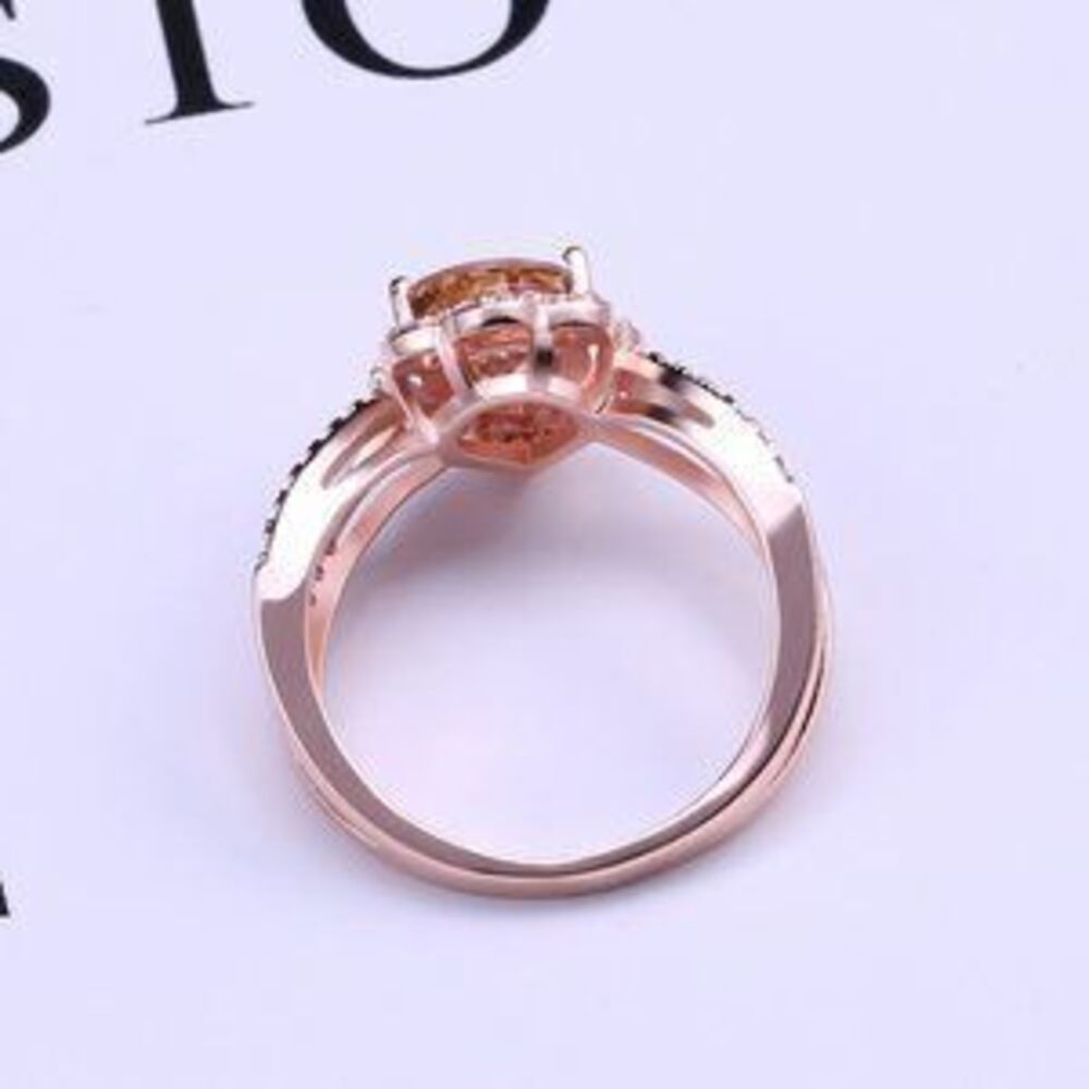 18K Rose Gold Morganite Diamond Teardrop Ring N